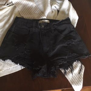 Distressed Black Jean Shorts